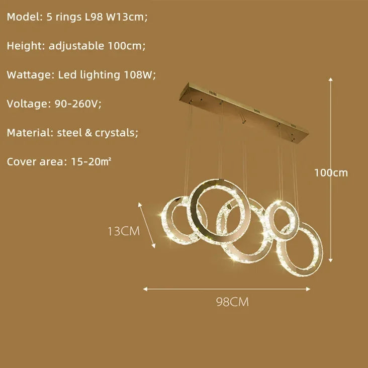DecorBites™ Crystal Circle LED Pendant Chandelier for Dining Room