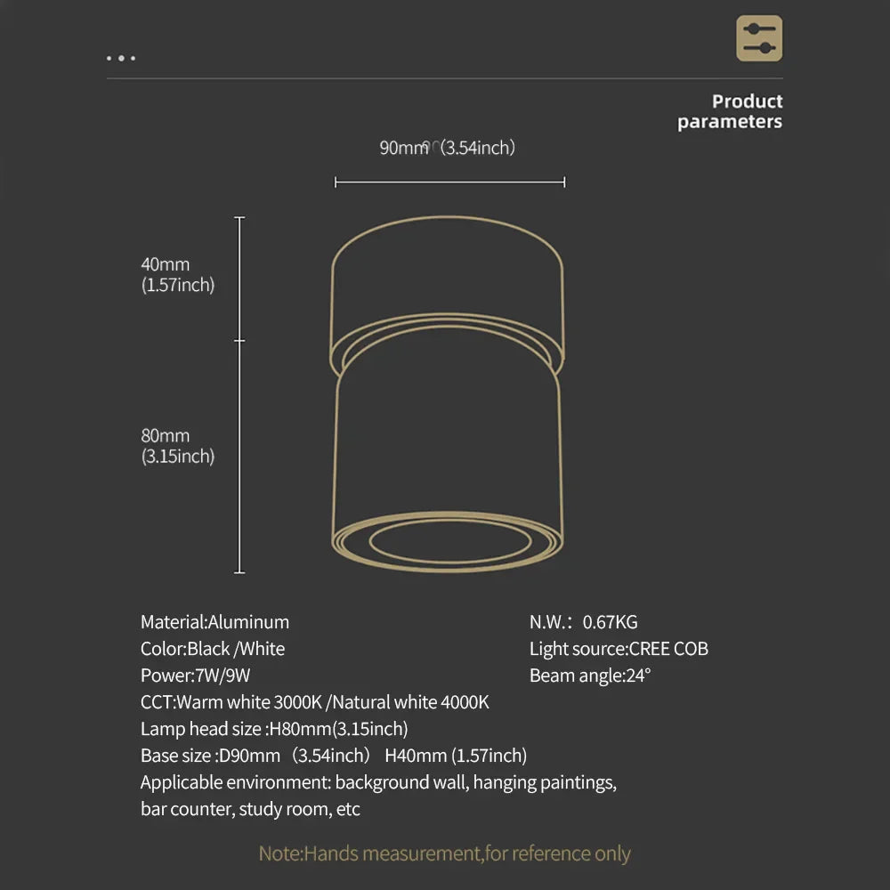 DecorBites™ 9W COB LED Ceiling Spotlight 360° Rotation Modern Surface Mounted Lamp