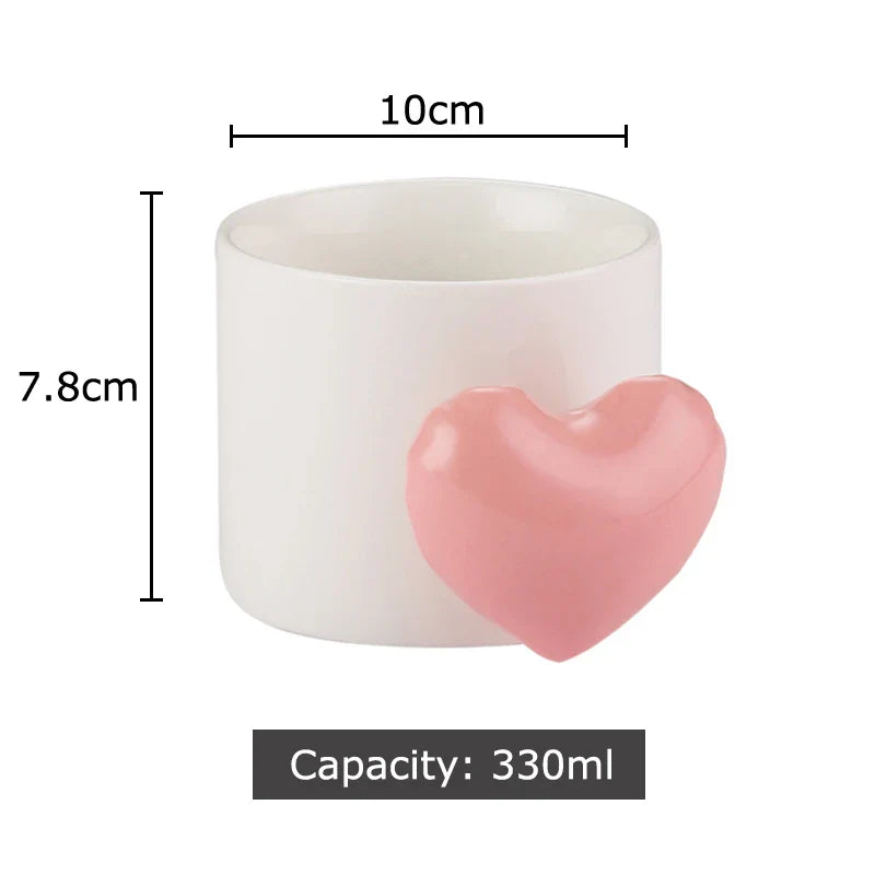 DecorBites™ Love Heart Ceramic Mugs 330ml Dining Coffee Tea Cup Juice Container