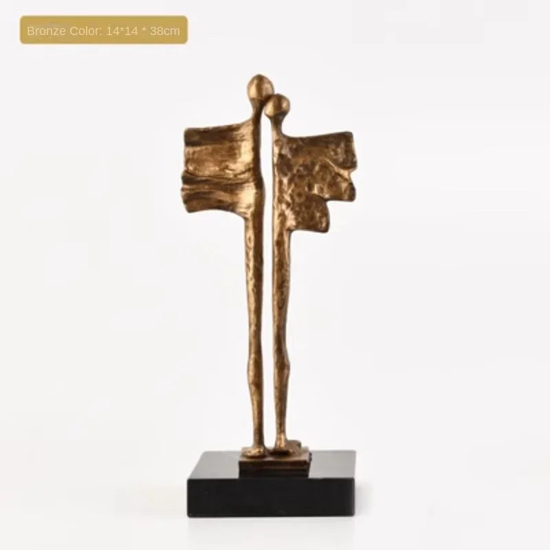 DecorBites™ Abstract Iron Cast Couple Statue for Home Decor and Family Happiness