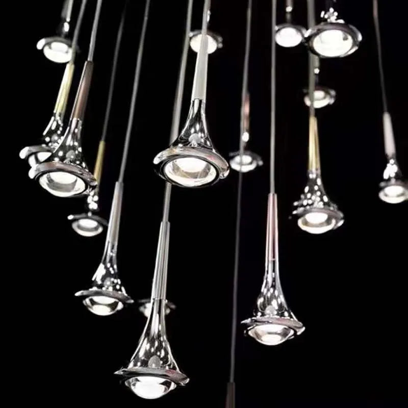 DecorBites™ LED Rain Staircase Chandelier: Modern Nordic Design Indoor Lighting for Bar Island