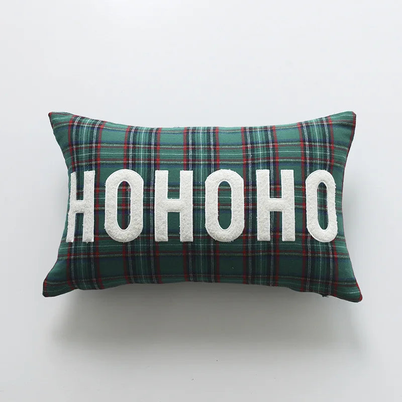 DecorBites™ Christmas Cartoon Letter Embroidered Pillow Cover Festive Sofa Cushion