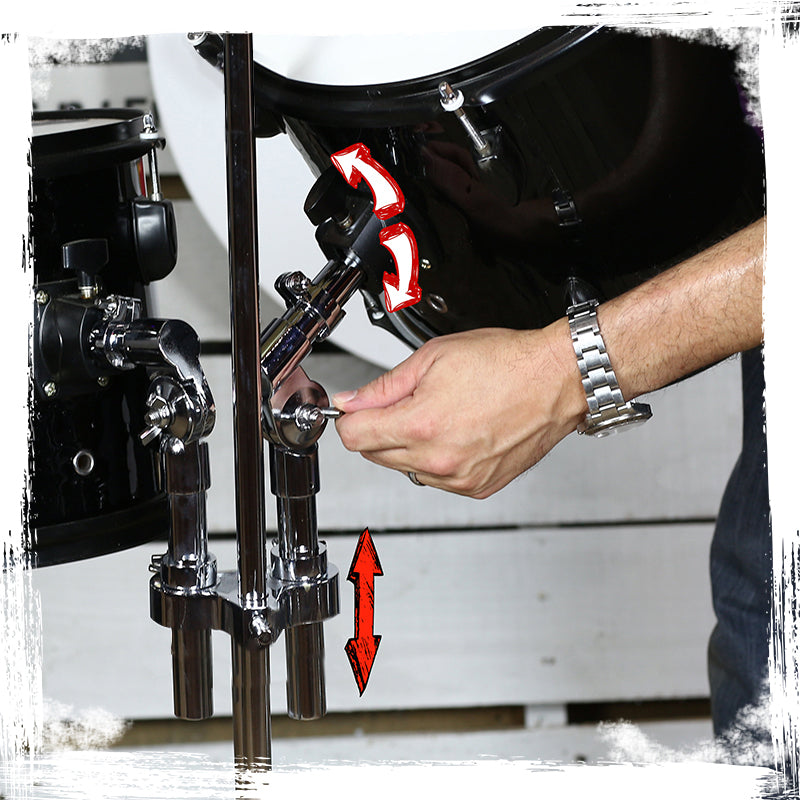 Double Tom Drum Stand with Cymbal Arm by GRIFFIN - Drummers Percussion Set Hardware with Dual Drum Mounts - Tom Holder with Double Braced Legs