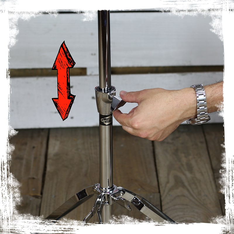 GRIFFIN Concert Stand-Up Snare Drum Stands (2-Pack) - Tall Adjustable Chrome Stand for Practice Pads & Drums - Extended-Height Hardware Mount Holder with Basket Clamp