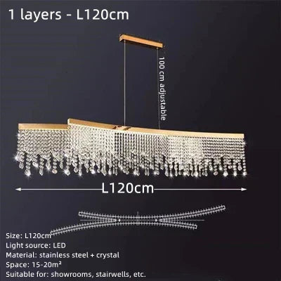 DecorBites™ Crystal Water Curtain Pendant Chandelier - Luxury LED Lighting for Home, Hotel, and More