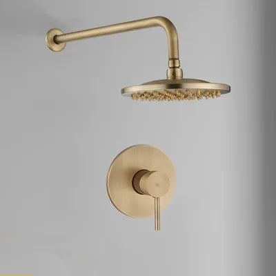 DecorBites™ Antique Brass Shower Faucet Set with 10 Inch Round Head - Bathroom Wall Kit
