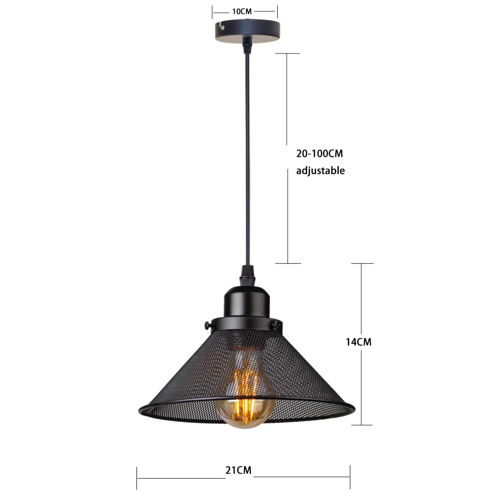 DecorBites™ Black Iron Cage Farmhouse Pendant Light Fixture for Kitchen Island, Dining Room, Hallway