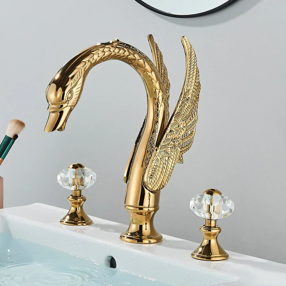 ™ Golden Swan Crystal Dual Handle Basin Tap