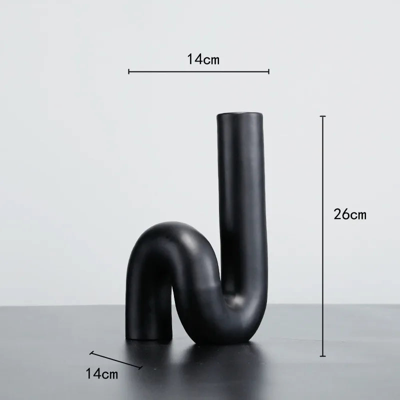 DecorBites™ Black Pipe Geometric Resin Twist Knot Figurine - Home Decor Accessory