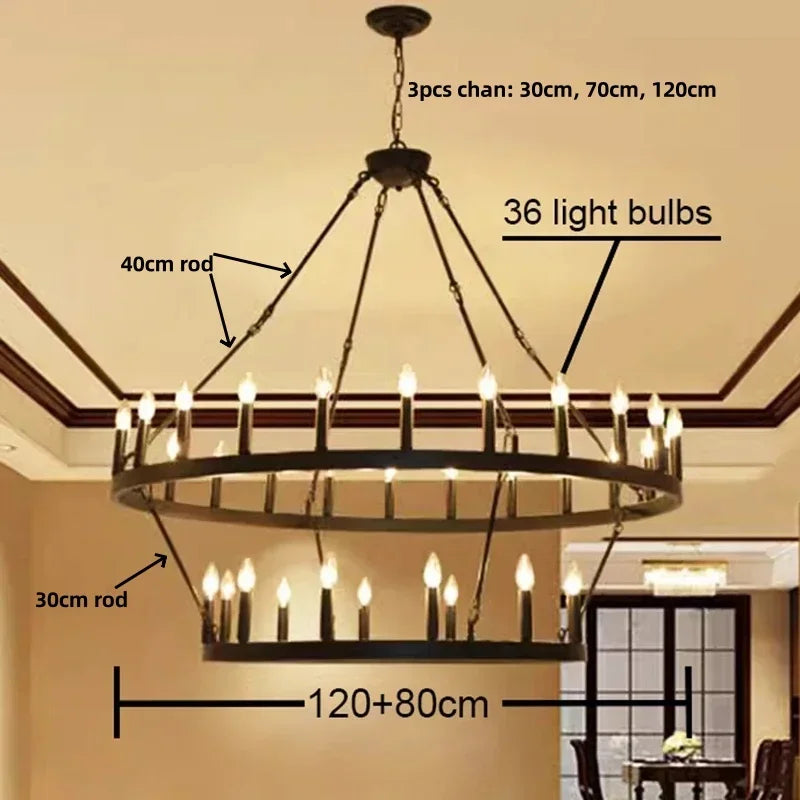 DecorBites™ Black Metal LED Pendant Chandelier for Living Room and Stairs