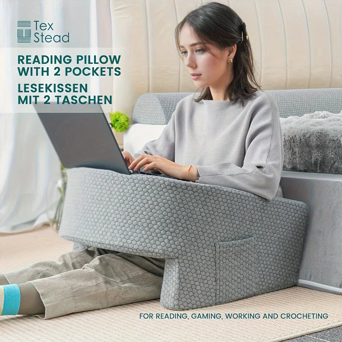 DecorBites™ Gaming Arm Rest Pillow with Memory Foam for Adults, Extra Large for Reading and Working