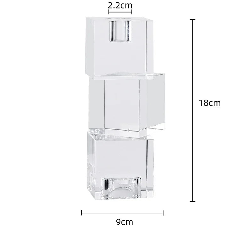 DecorBites™ Geometric Crystal Glass Candle Holder - Home Decor Accent