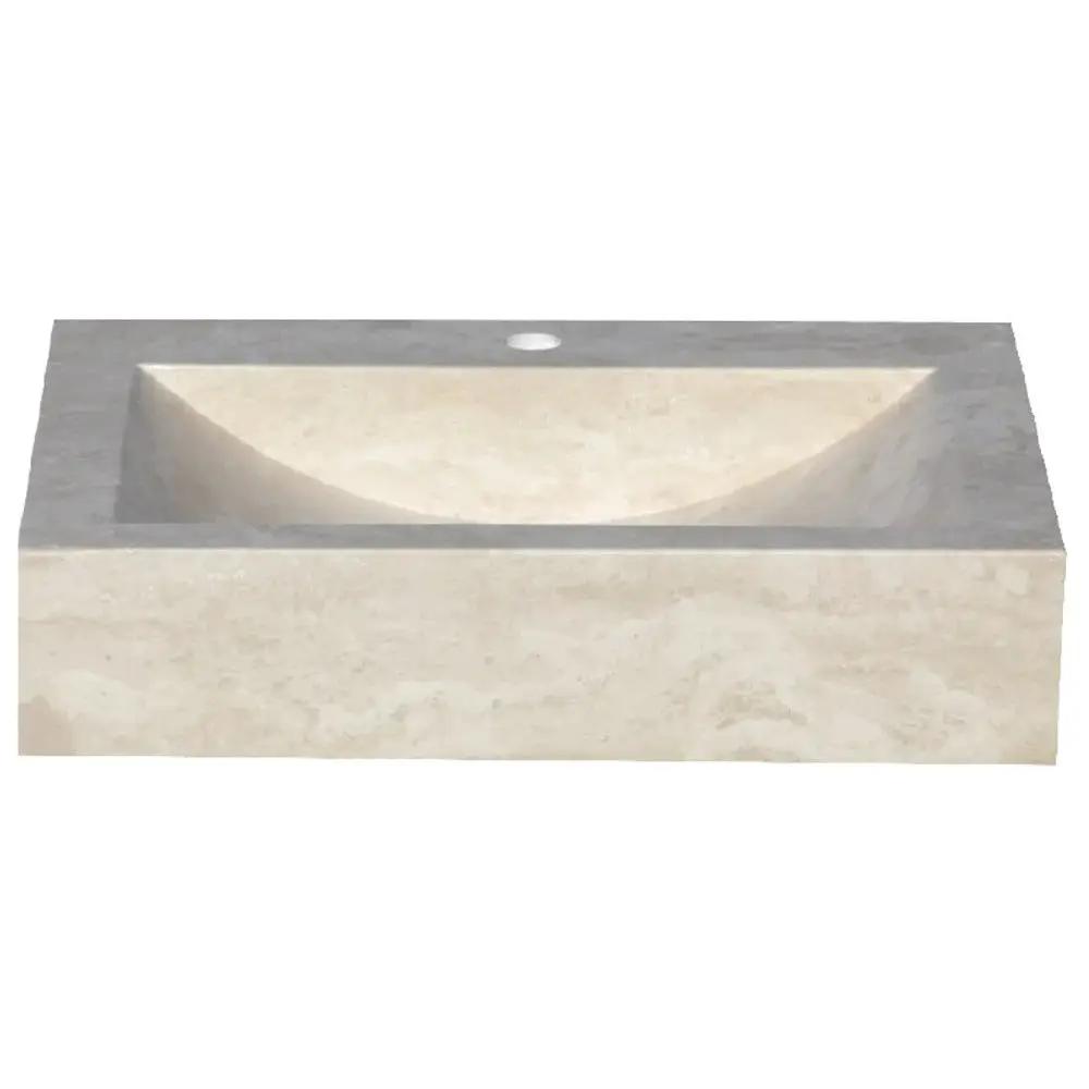 Light Beige Rectangular Travertine Natural Stone Bathroom Sink