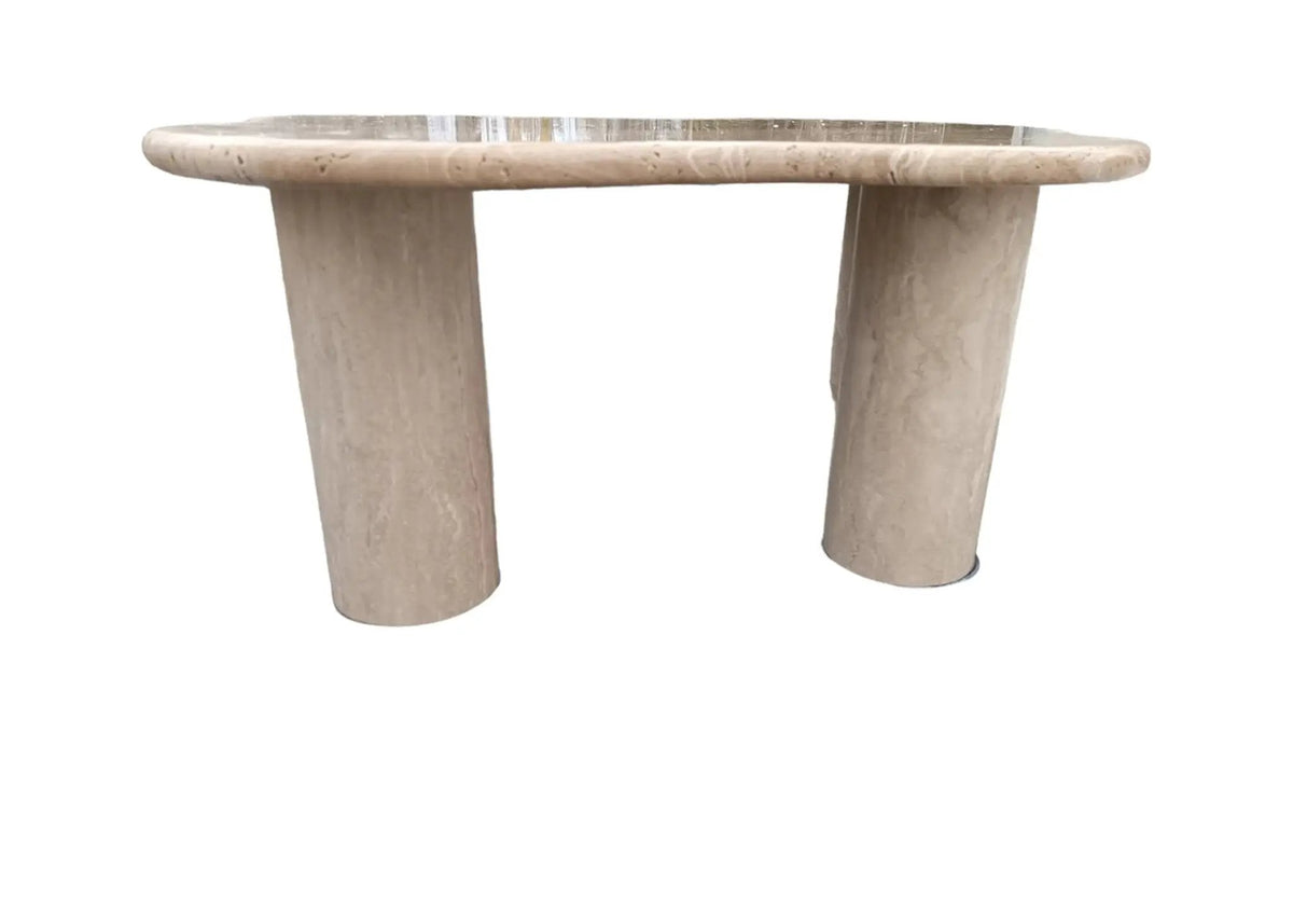 Travertine Coffee Table Cylinder Legs - Polished 50 x 35 inch