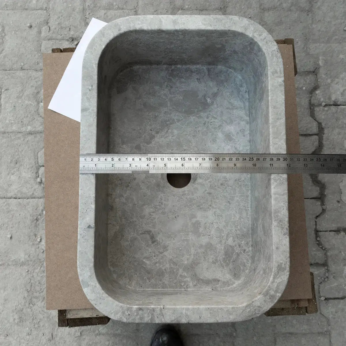 Tundra Gray Marble Wall Mount Bathroom Sink 12x18 Polished Natural Stone Basin