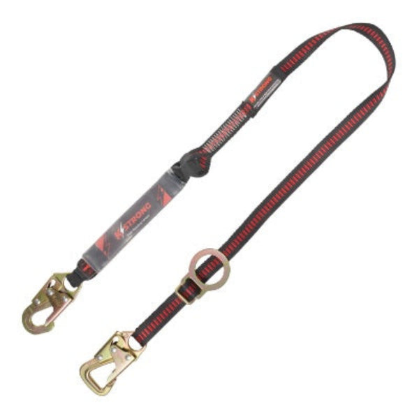 Shock Absorbing Lanyard - Clear Shock Pack - Adjustable - 1 Snap Hook - 1 Tie Back Hook - 6ft