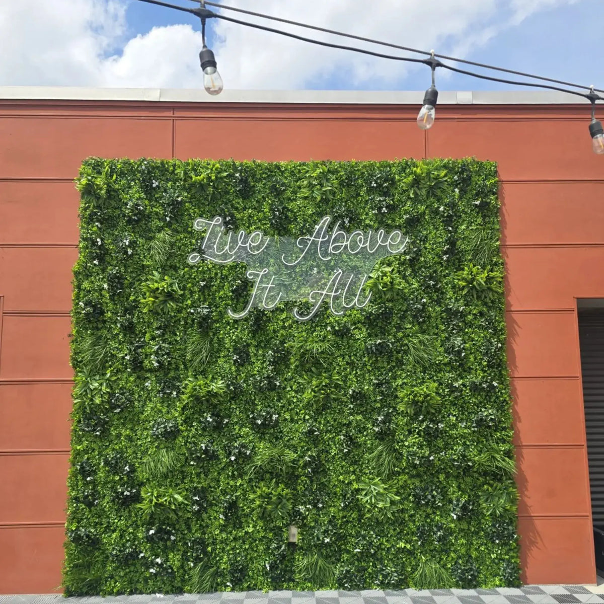 White Oasis Artificial Vertical Garden Green Wall Panel 40×40in 11 SQ FT – UV Resistant – Commercial Grade