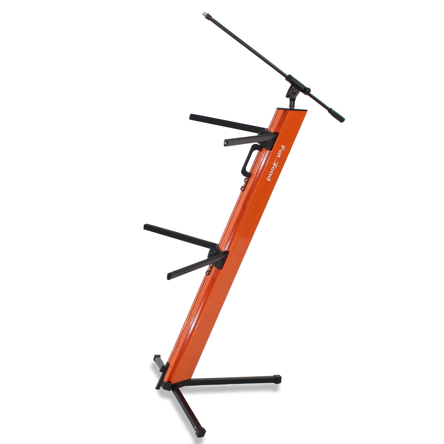 Keyboard Stand (2-Tier) with Mic Boom Arm Adapter by FAT TOAD - Professional Double Sliding Electronic Piano Column Tower for Turntable, DJ Audio Gear & Studio Synthesizer