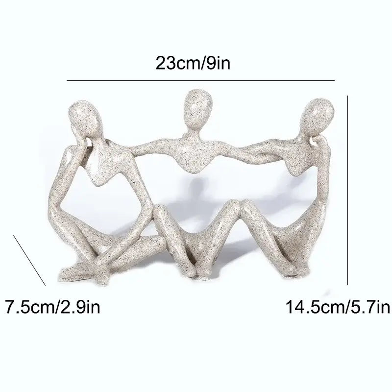 Abstract beige textured friendship figurine living room decor