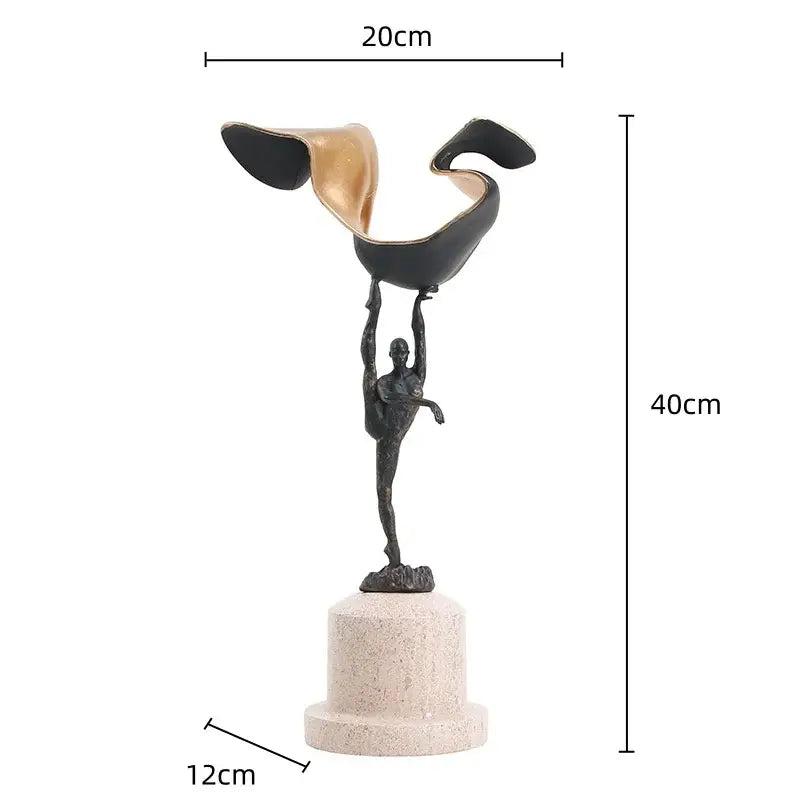 Abstract black & gold gymnast metal handicraft figure living room decor