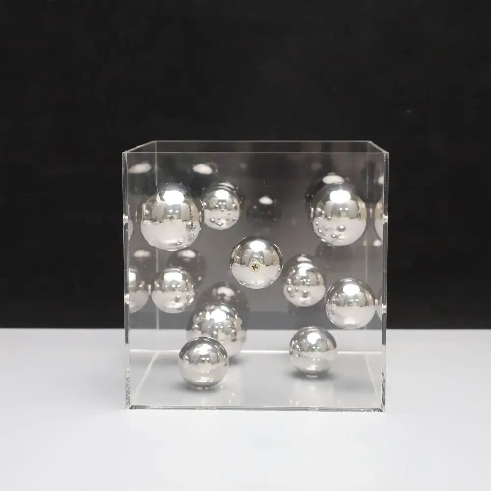 Abstract metal ball artworks red & blue living room decor cube