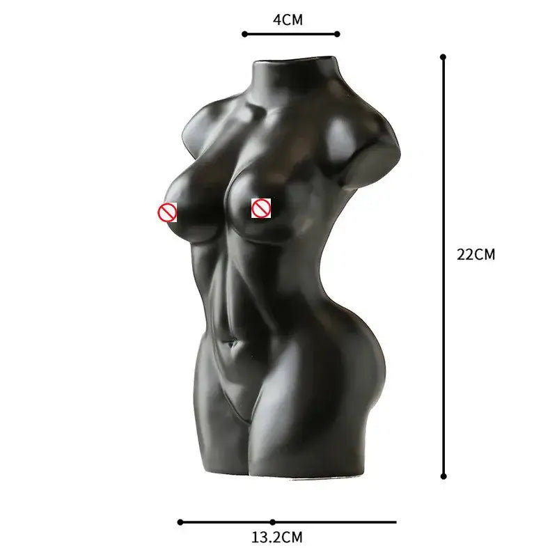 Abstract nude female white ceramic torso vase living room decor