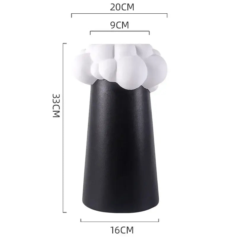 Abstract patchwork ceramic black & white cloud vase living room decor