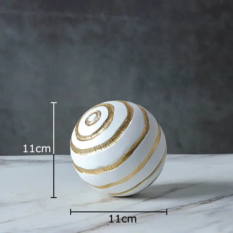 Abstract white & gold golden texture ball sculpture living room decor