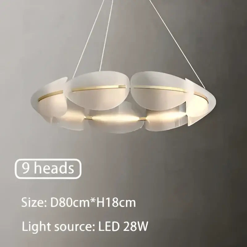 Modern gold acrylic ring chandelier dining room frosted glass light