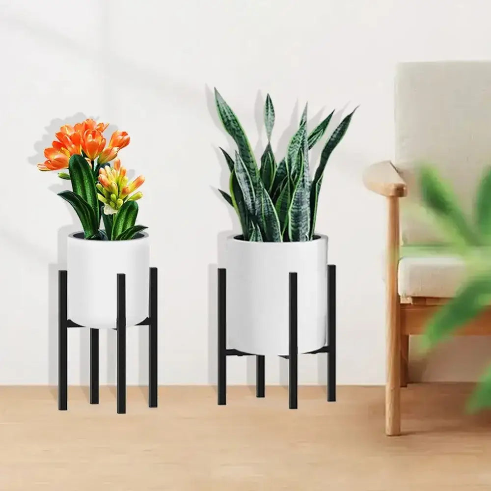 Adjustable black metal plant stand for living room sturdy support