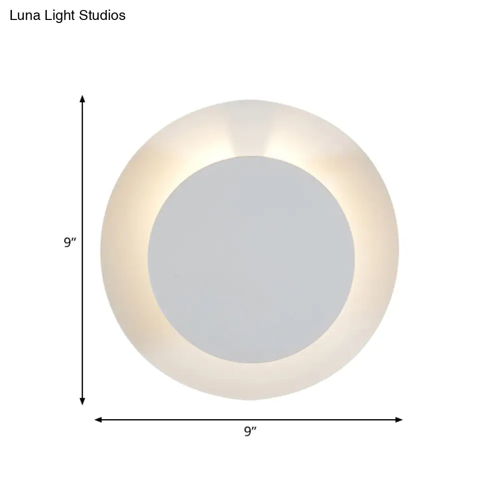DecorBites™ Adjustable Minimalist LED Metallic Disc Wall Sconce Lamp - White Wall Mount Light Fixture