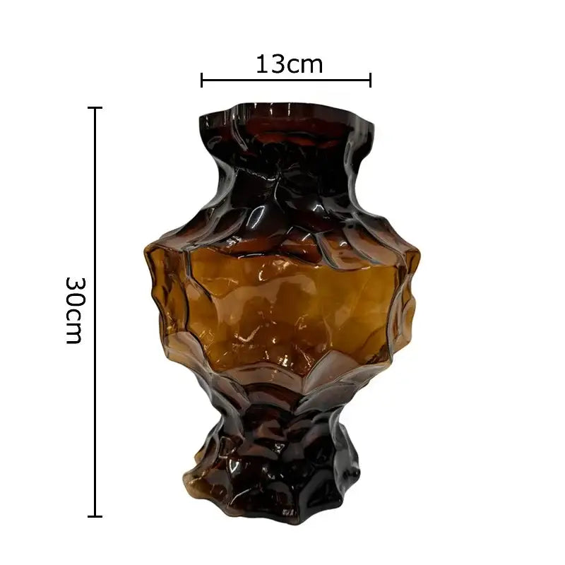 Aesthetic amber irregular glass vase bedroom flower pot