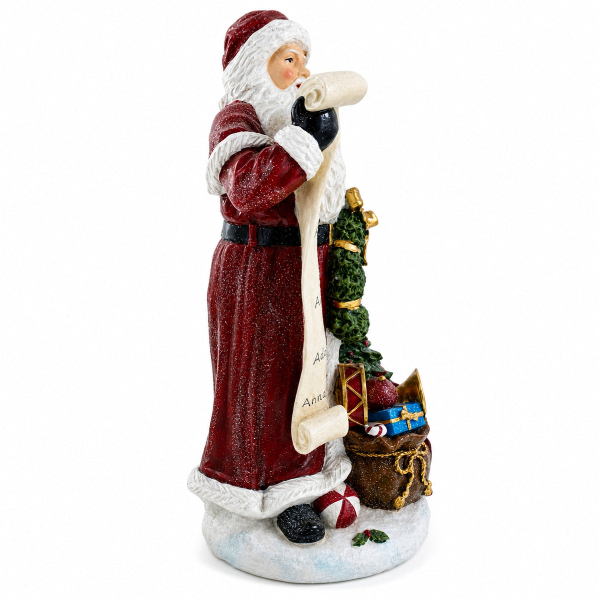 Santa Reading the Christmas Gifts List Figurine 11.5 Inches