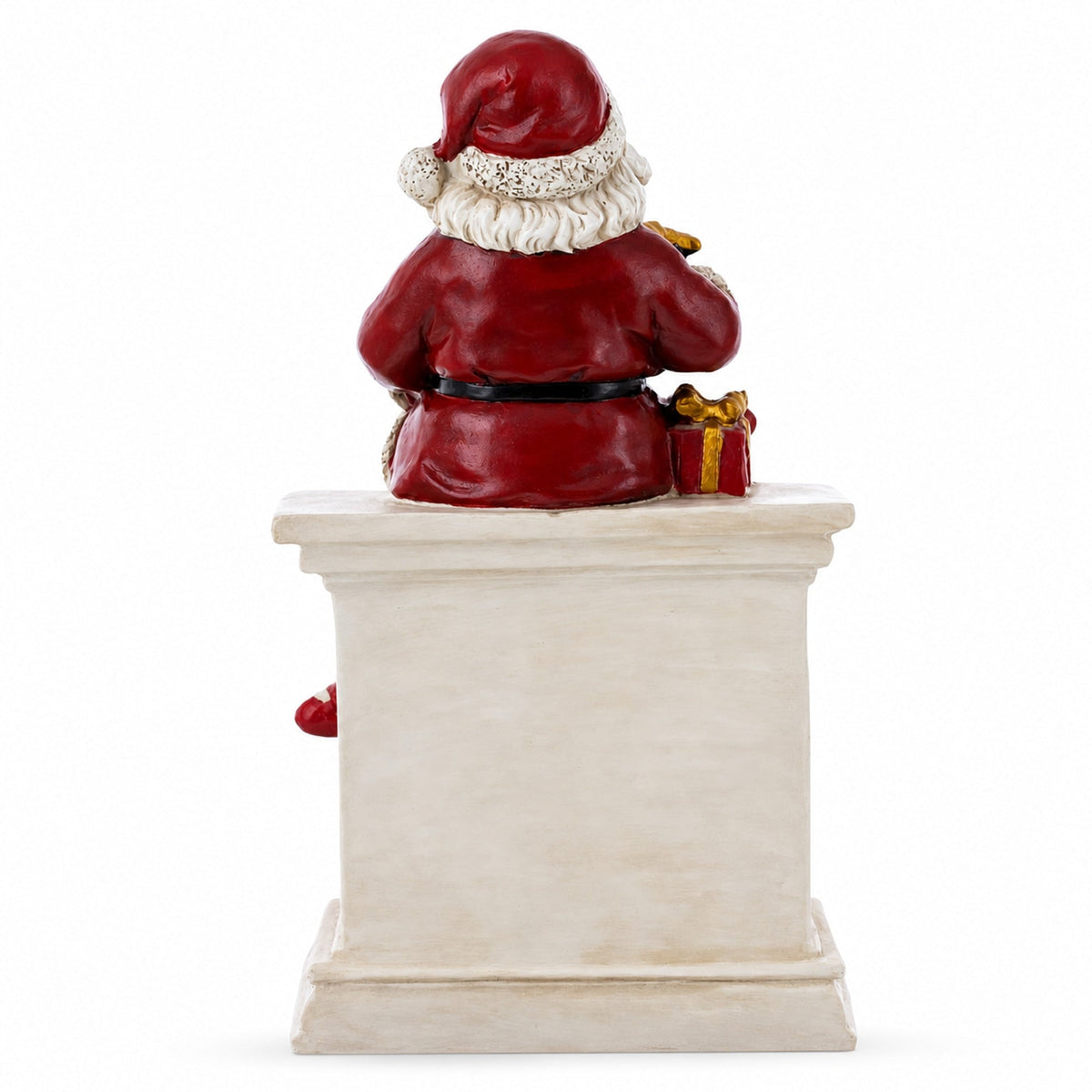 Santa Sitting on a Fireplace LED Lights Figurine 7.75 Inches