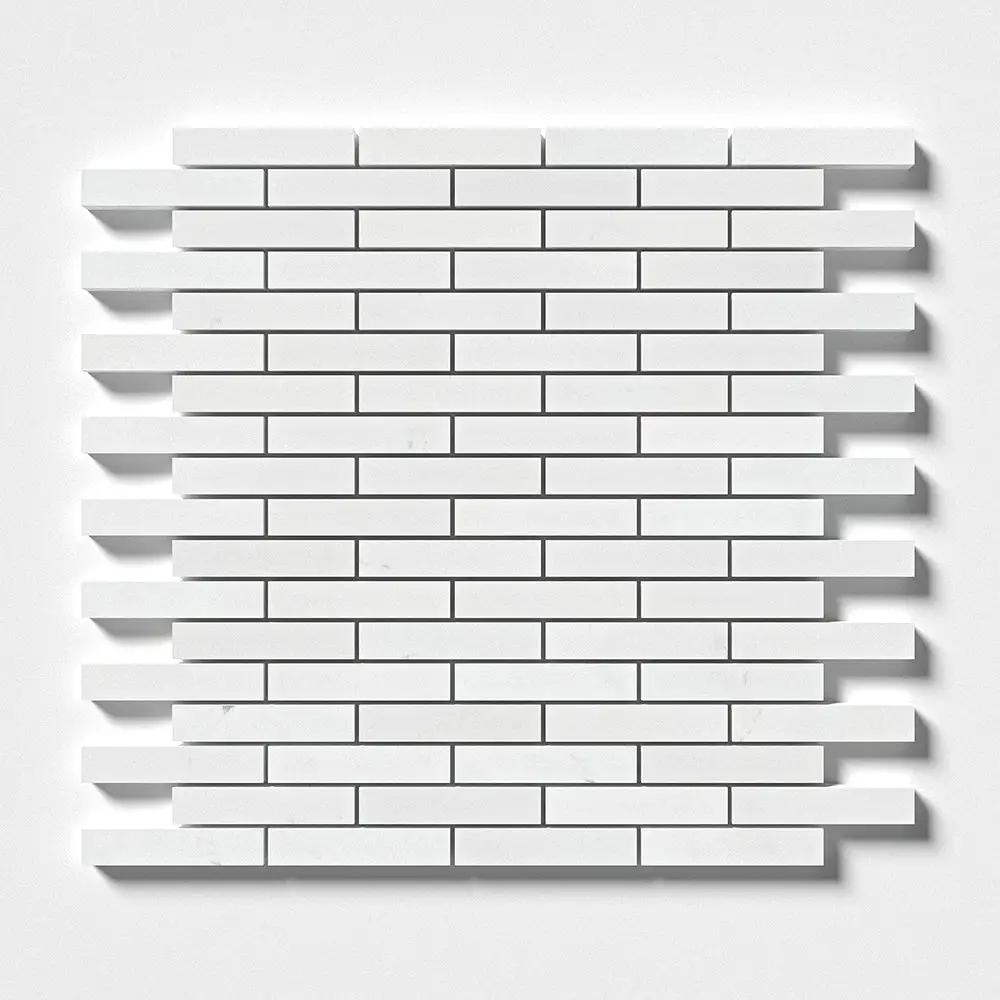 Alpina White Honed 5/8x3 Marble Mosaics 12x12
