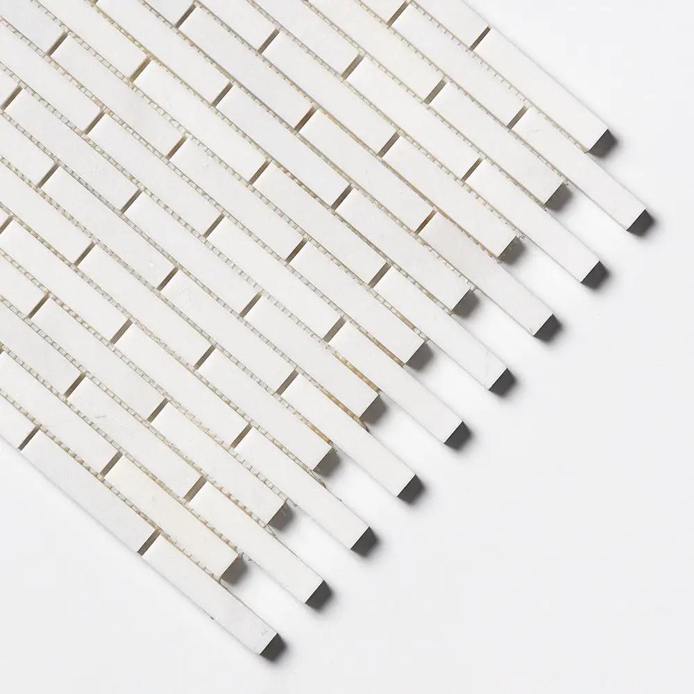 Alpina White Polished 5/8x3 Marble Mosaics 12x12