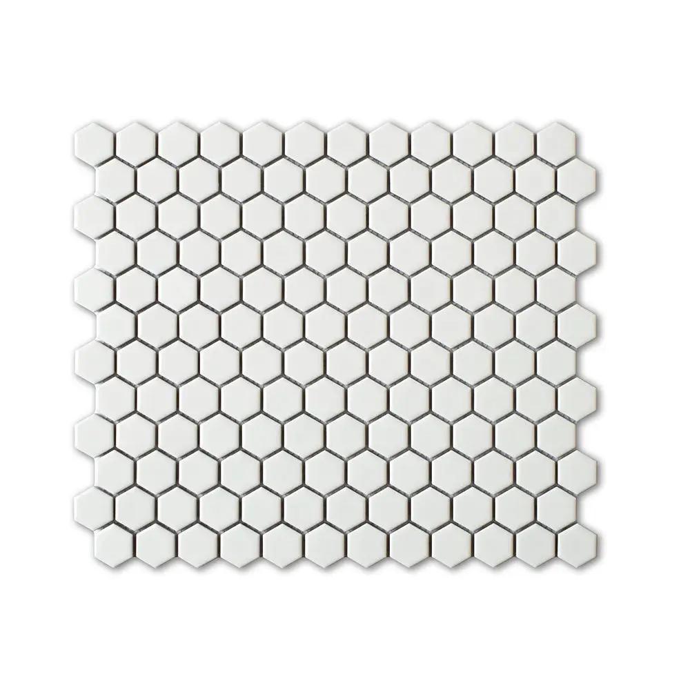 Alpine Glo White Penny Hexagon Mosaic
