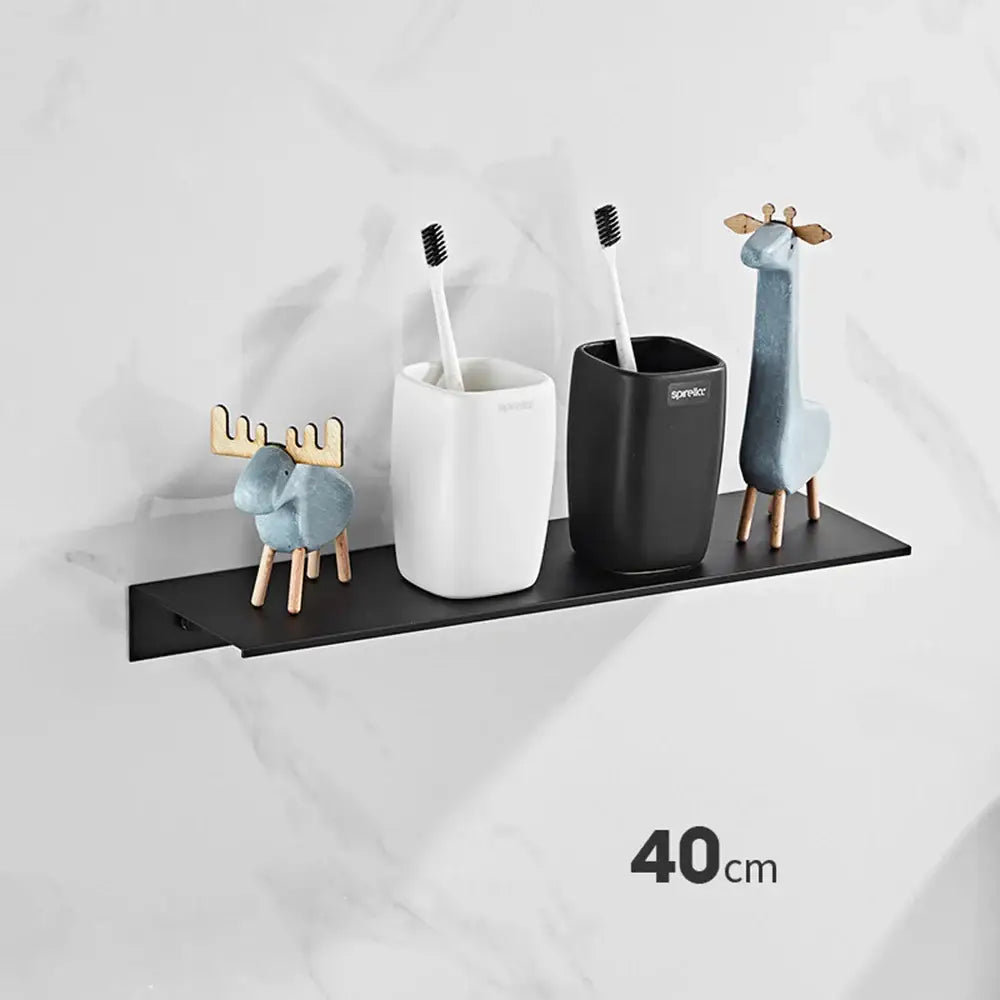 Minimalist matte black aluminum floating shelves kitchen storage rack