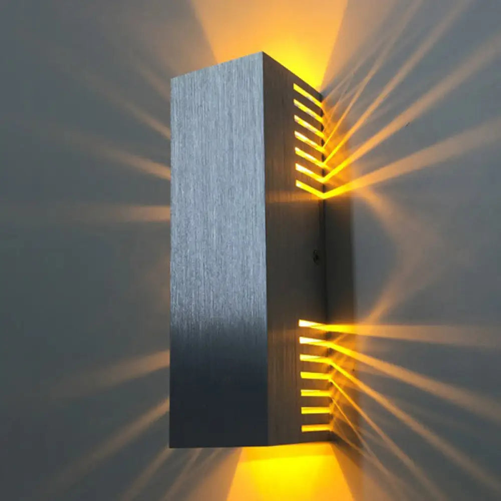 DecorBites™ Aluminum LED Wall Light with Sleek Style - Brushed Silver Rectangle - Warm/White Light