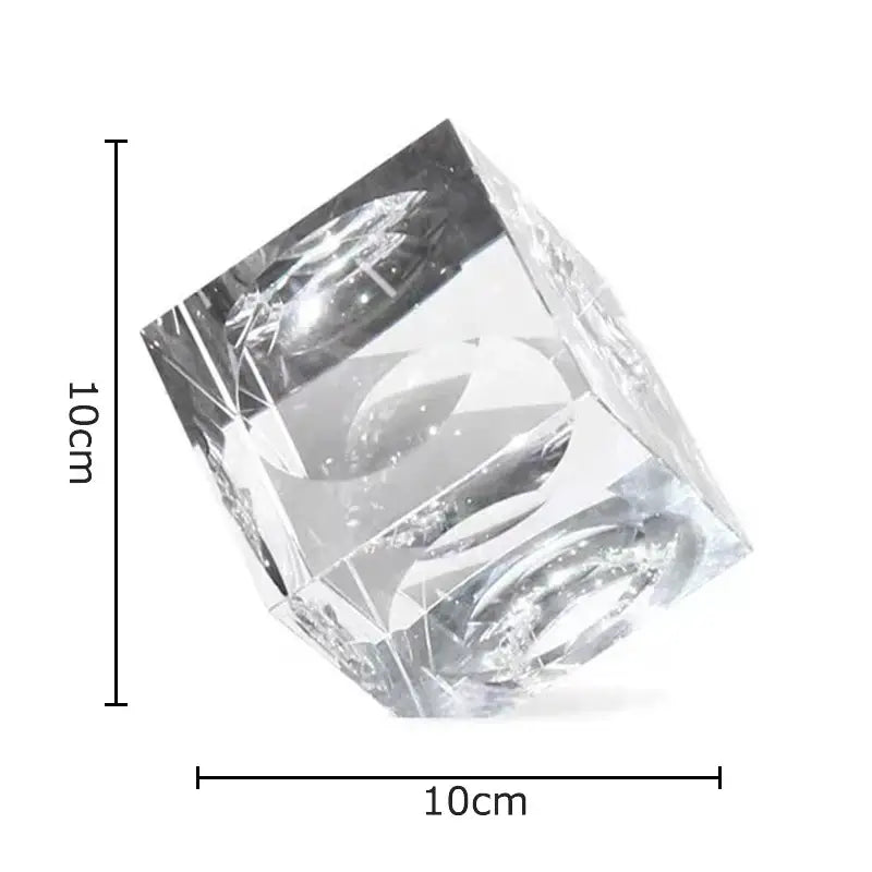 Amber crystal cube statue desk ornament – office decor