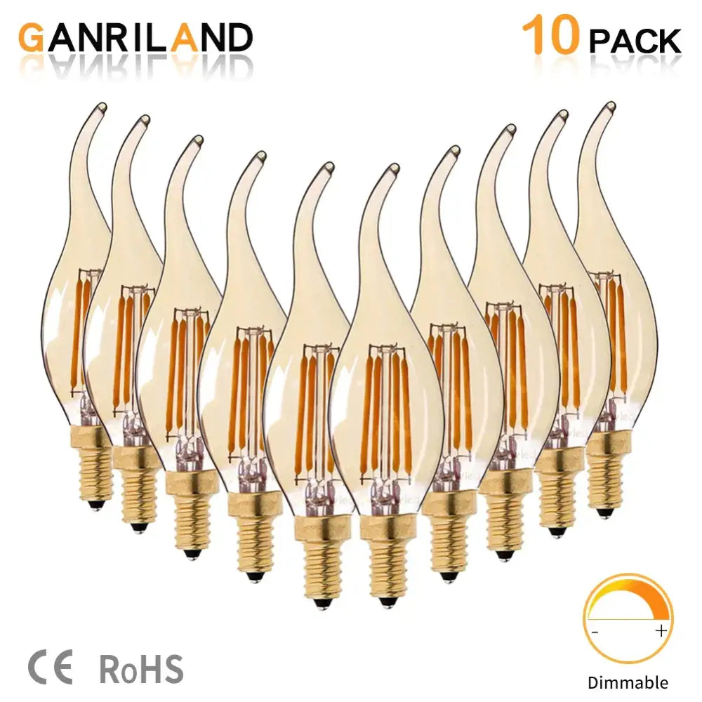 Amber glass dimmable led filament bulb 10 pack – dining room candle light