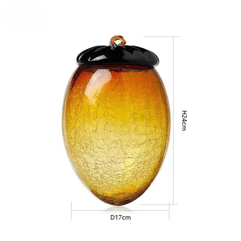 Amber & orange glass hazelnut pinecone ornament living room decor