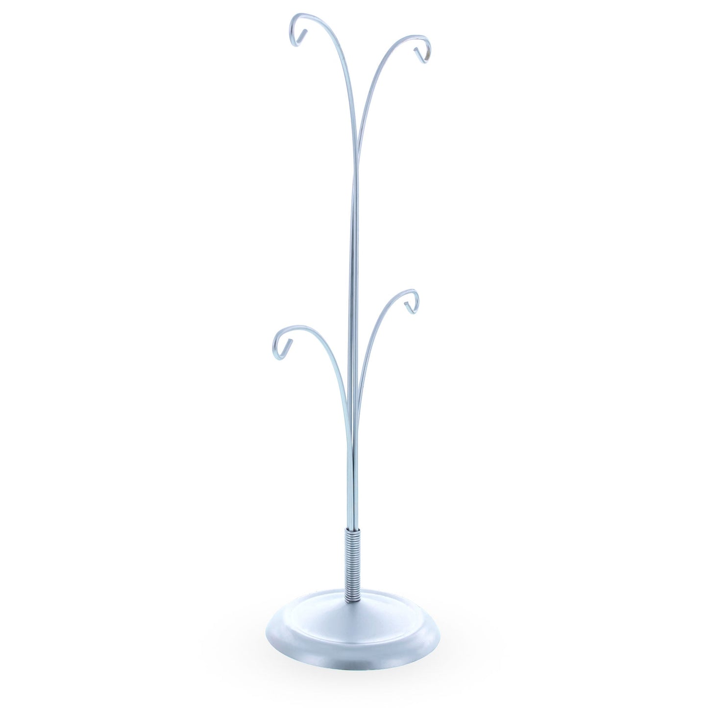 4-Arm Tree Branch Silver Metal Ornament Display Stand 12 Inches (Poland)