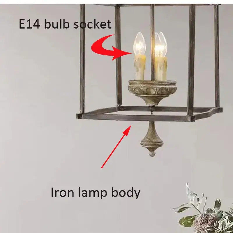 Antique american iron e14 chandelier for dining room lantern light