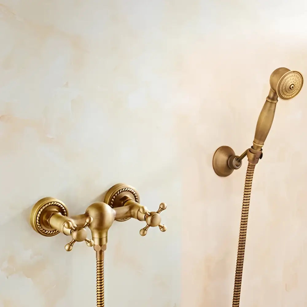 Antique brass bidet mixer faucet bathroom handheld shower set