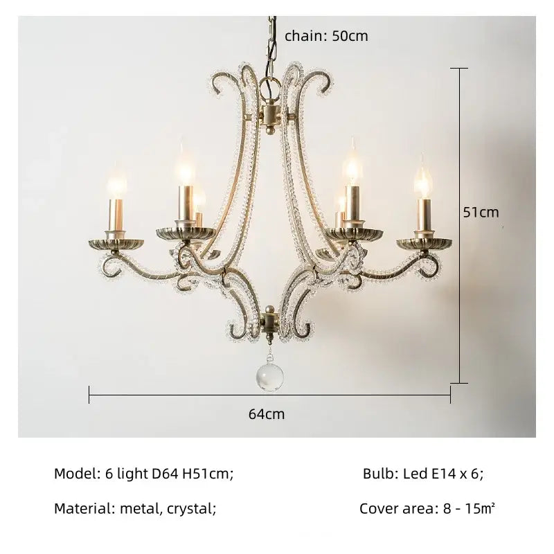 Antique brass crystal led chandelier living room light