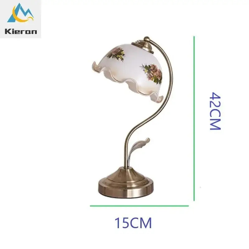 Antique brass glass flower led desk lamp bedroom table light
