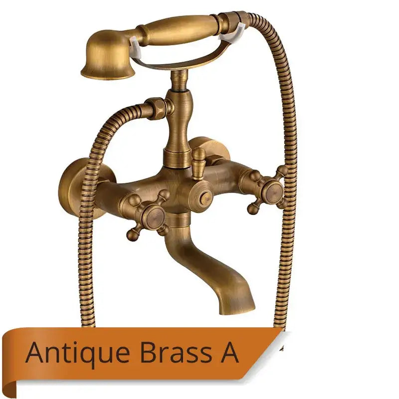 Antique brass & white dual handle bathtub faucet bathroom shower