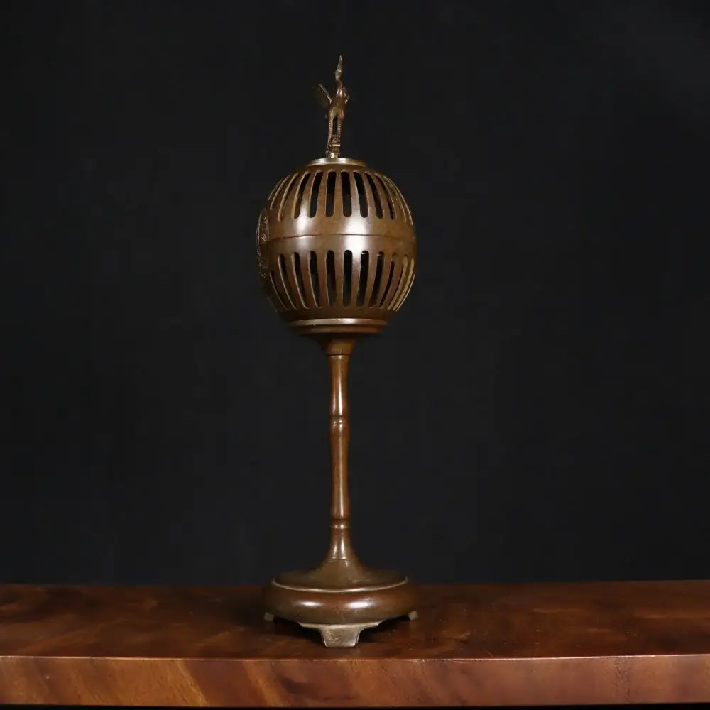Antique bronze crane incense burner living room decor piece