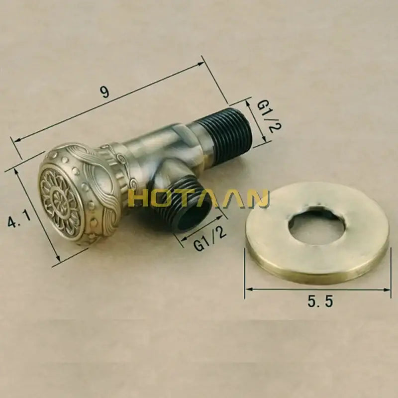Antique engraved brass triangle valve bathroom faucet